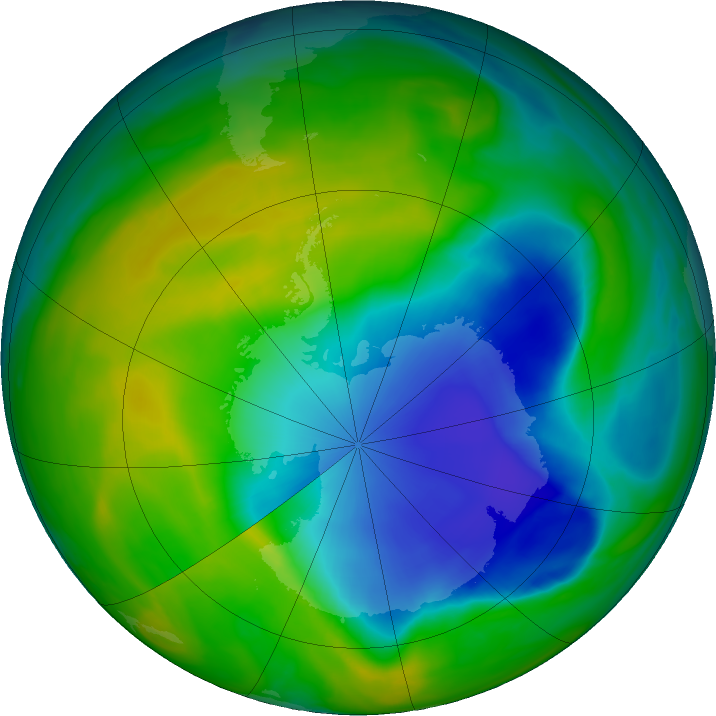 Antarctic ozone map for 19 November 2018